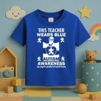 This Teacher Wears Blue Autism Awareness Toddler T-Shirt thumb 3