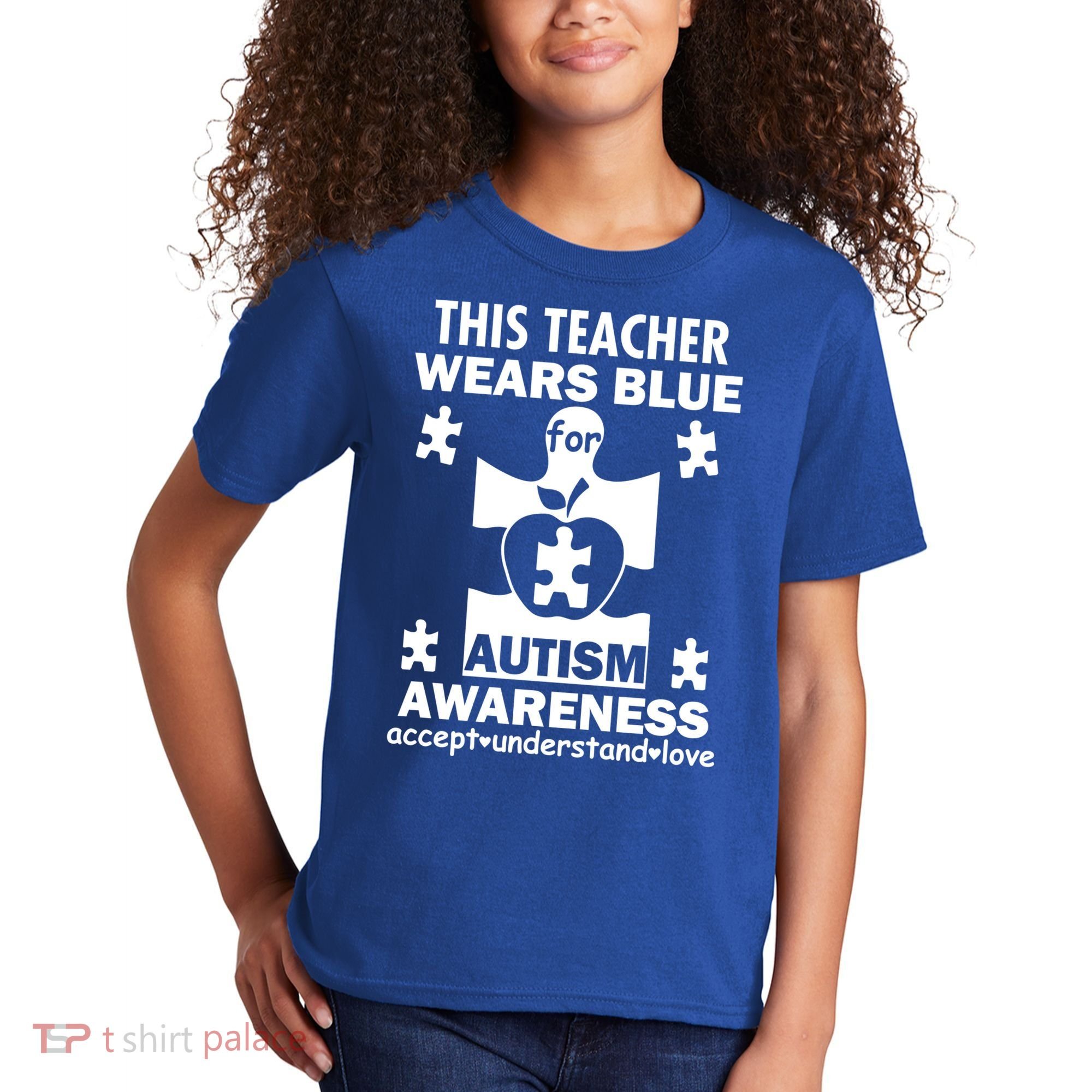 This Teacher Wears Blue Autism Awareness Kids T-Shirt