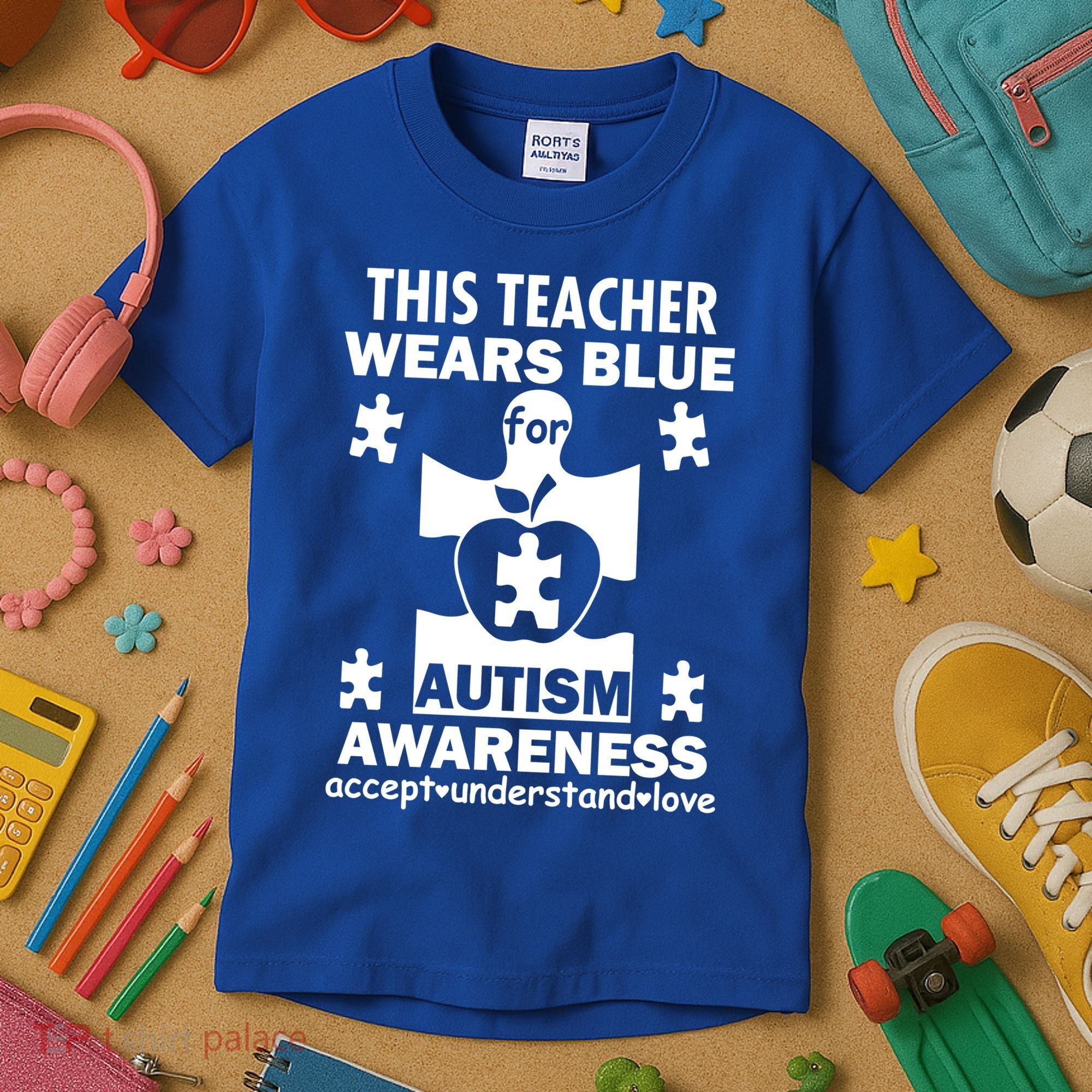 This Teacher Wears Blue Autism Awareness Kids T-Shirt