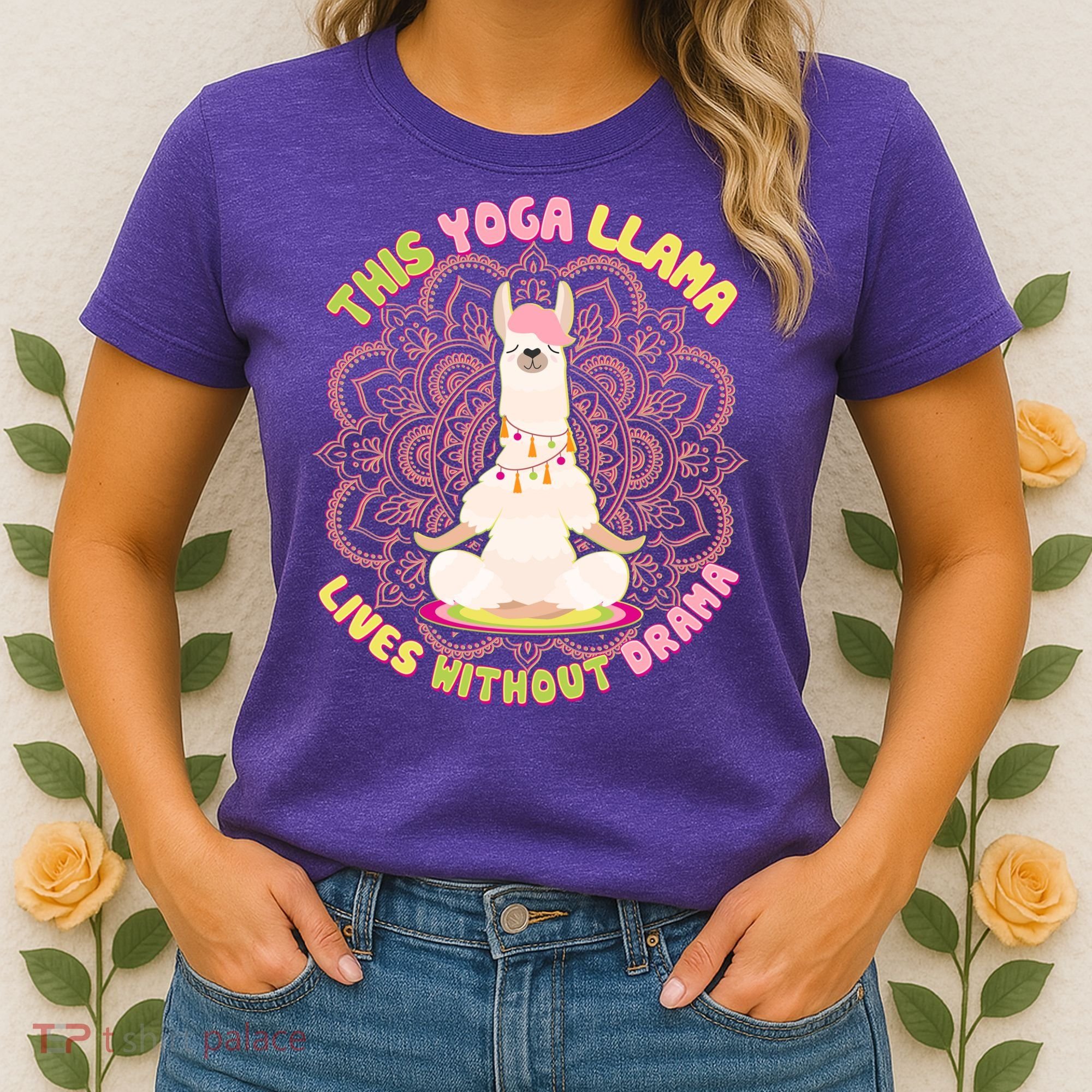 This Yoga Llama Lives Without Drama Women's T-Shirt