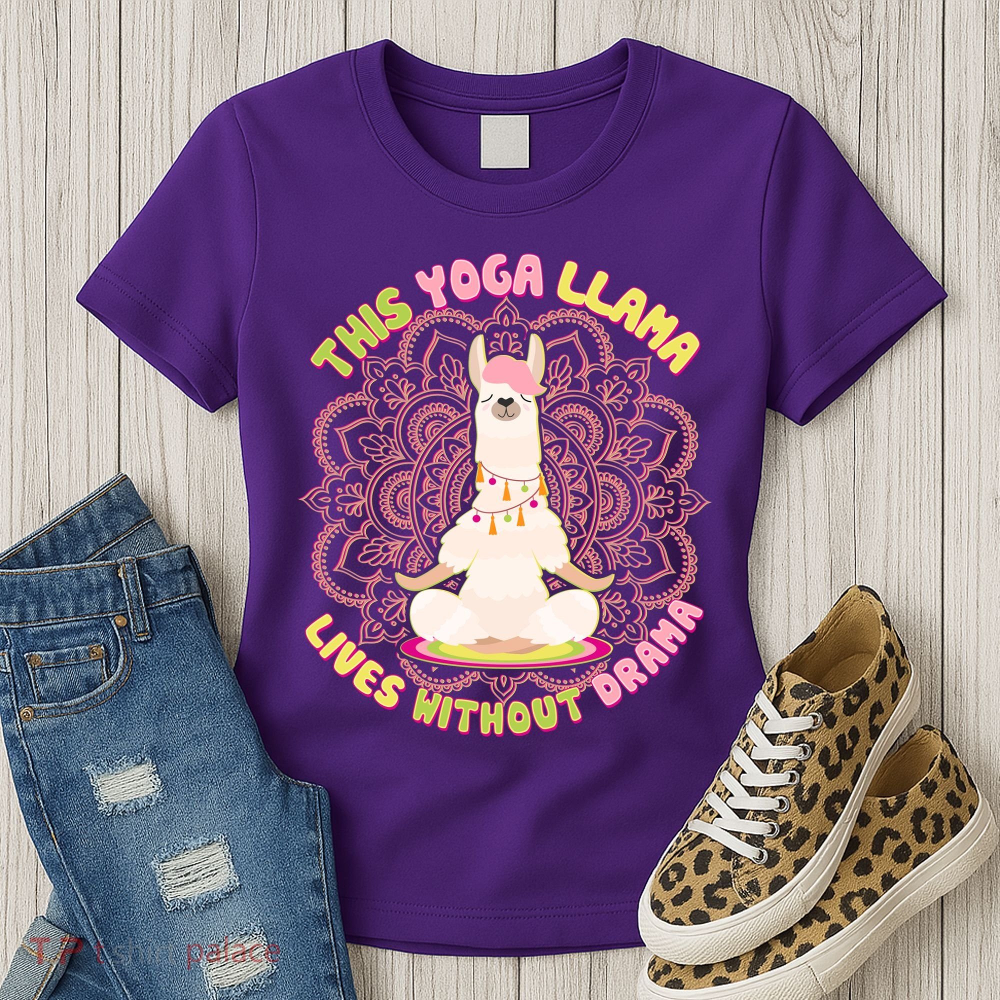 This Yoga Llama Lives Without Drama Women's T-Shirt
