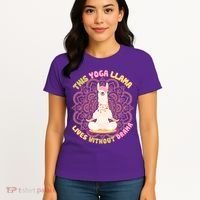This Yoga Llama Lives Without Drama Women's T-Shirt thumb 4