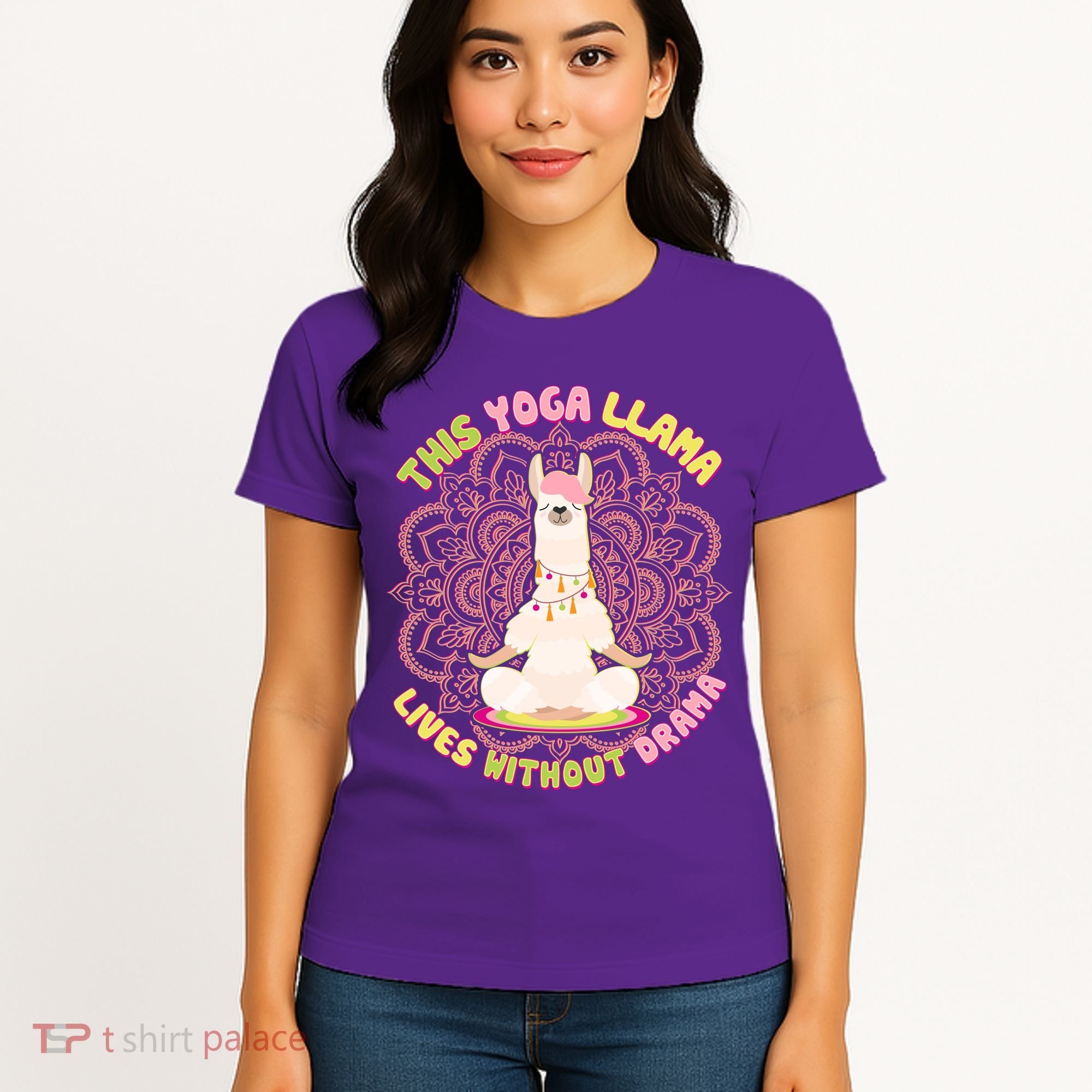 This Yoga Llama Lives Without Drama Women's T-Shirt