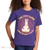 This Yoga Llama Lives Without Drama Kids T-Shirt thumb 2