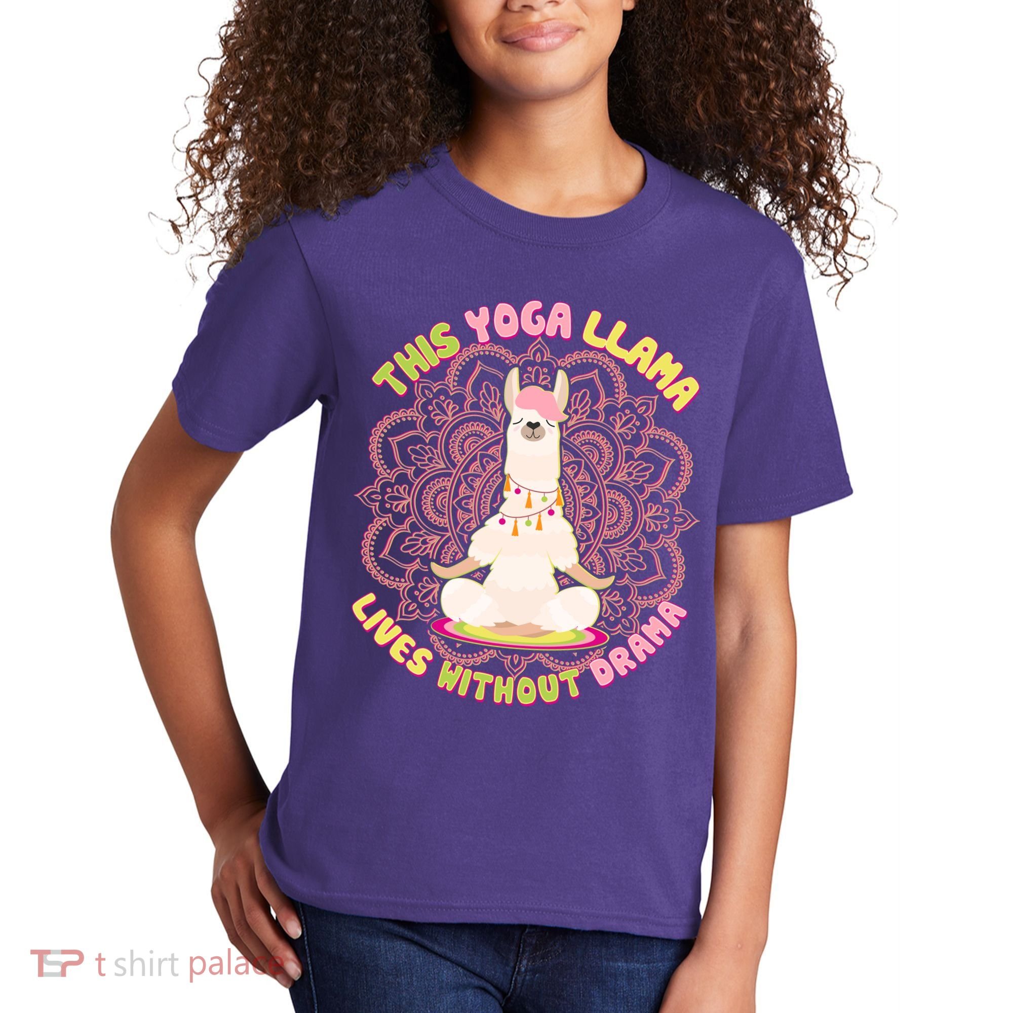 This Yoga Llama Lives Without Drama Kids T-Shirt
