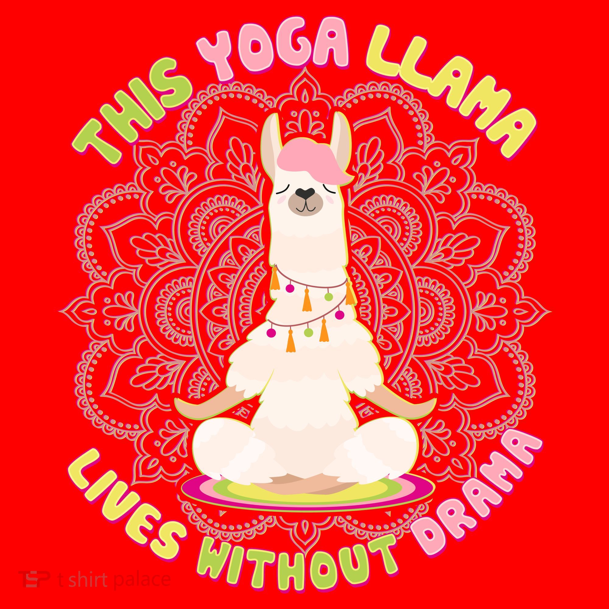 This Yoga Llama Lives Without Drama Santa Hat