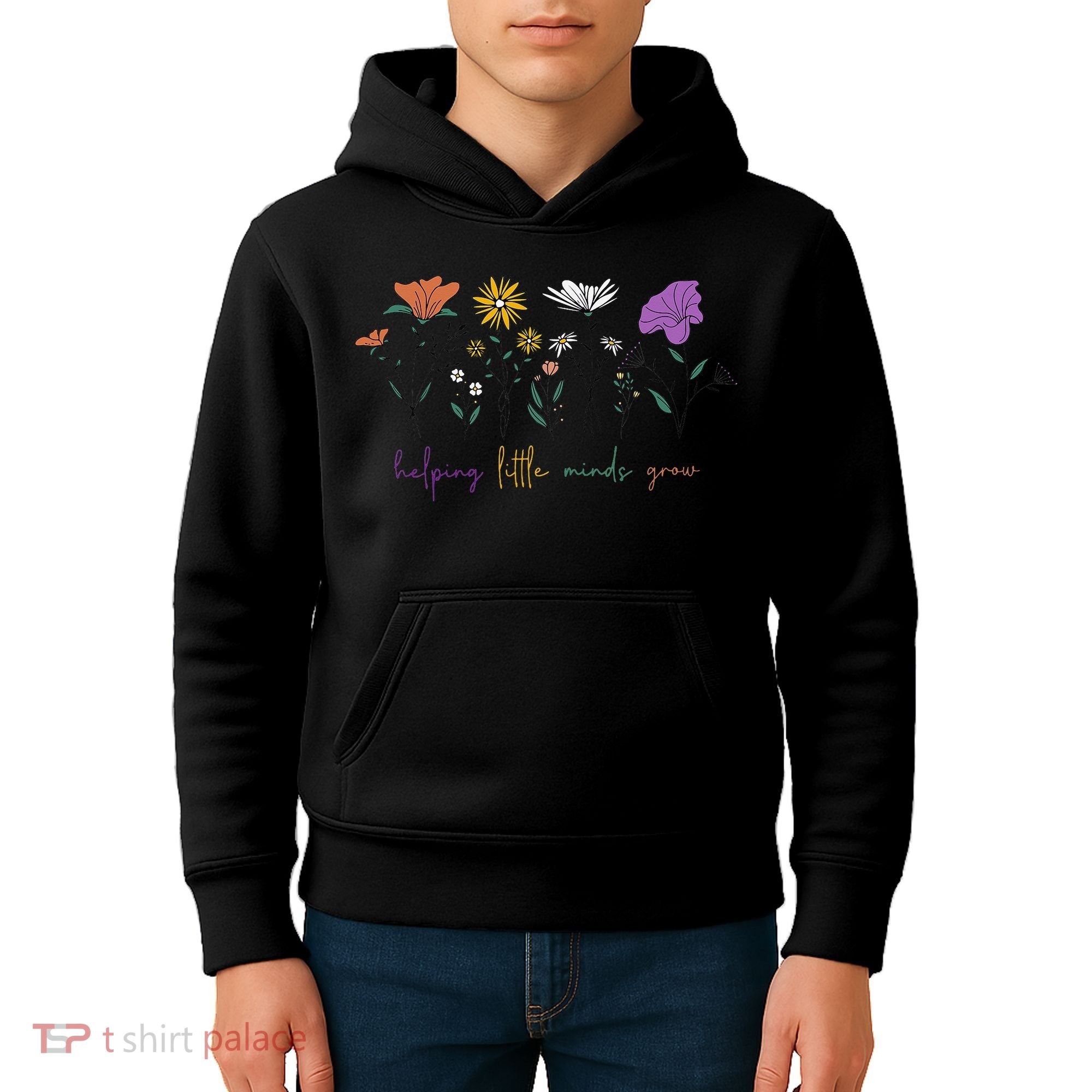 Teacher Helping Little Minds Grow Back To School Wildflower Kids Hoodie