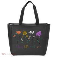 Teacher Helping Little Minds Grow Back To School Wildflower Tote Bag thumb 0