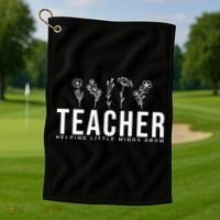 Teacher Helping Little Minds Grow Floral Golf Towel thumb 1