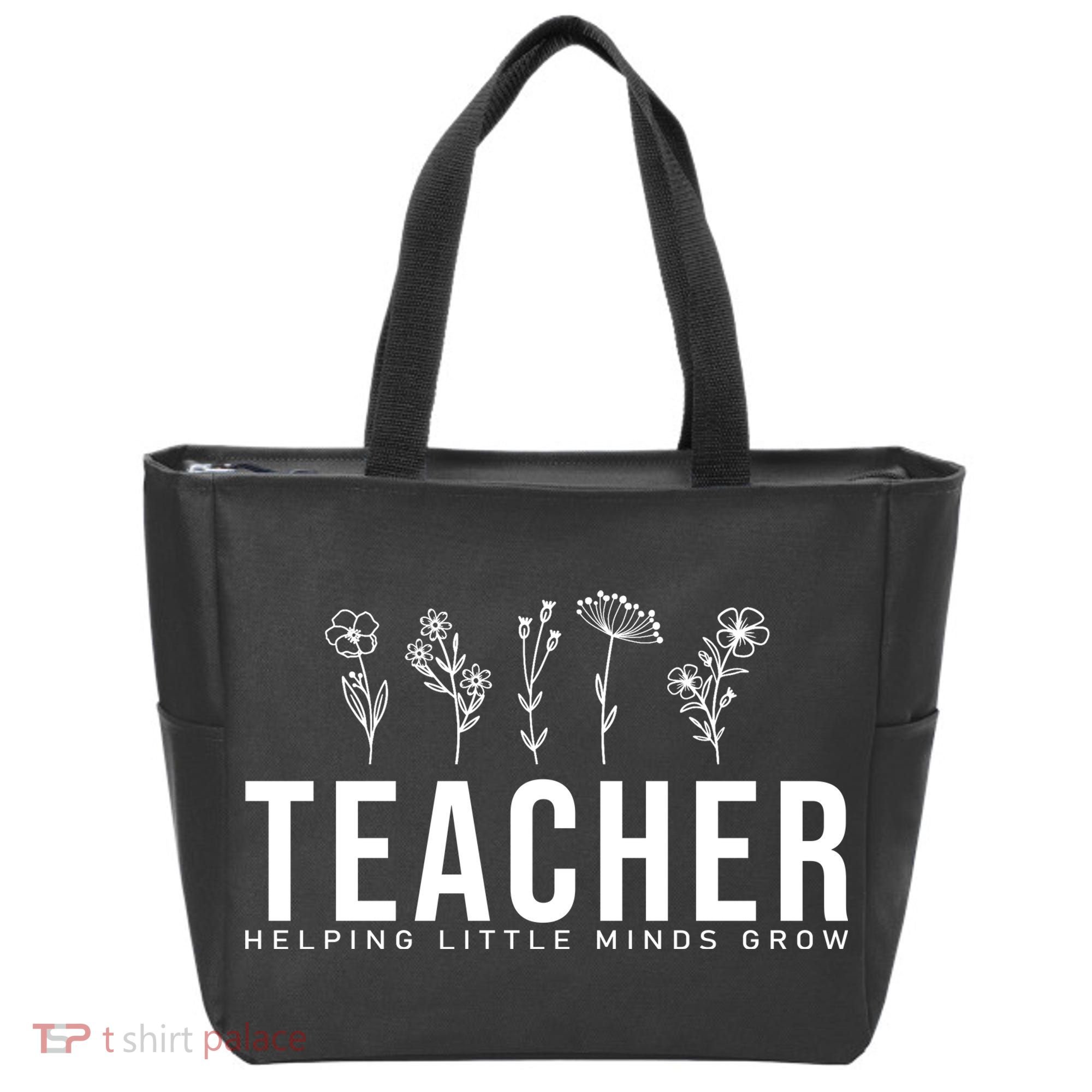 Teacher Helping Little Minds Grow Floral Tote Bag