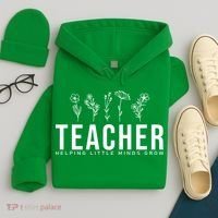 Teacher Helping Little Minds Grow Floral Hoodie thumb 4