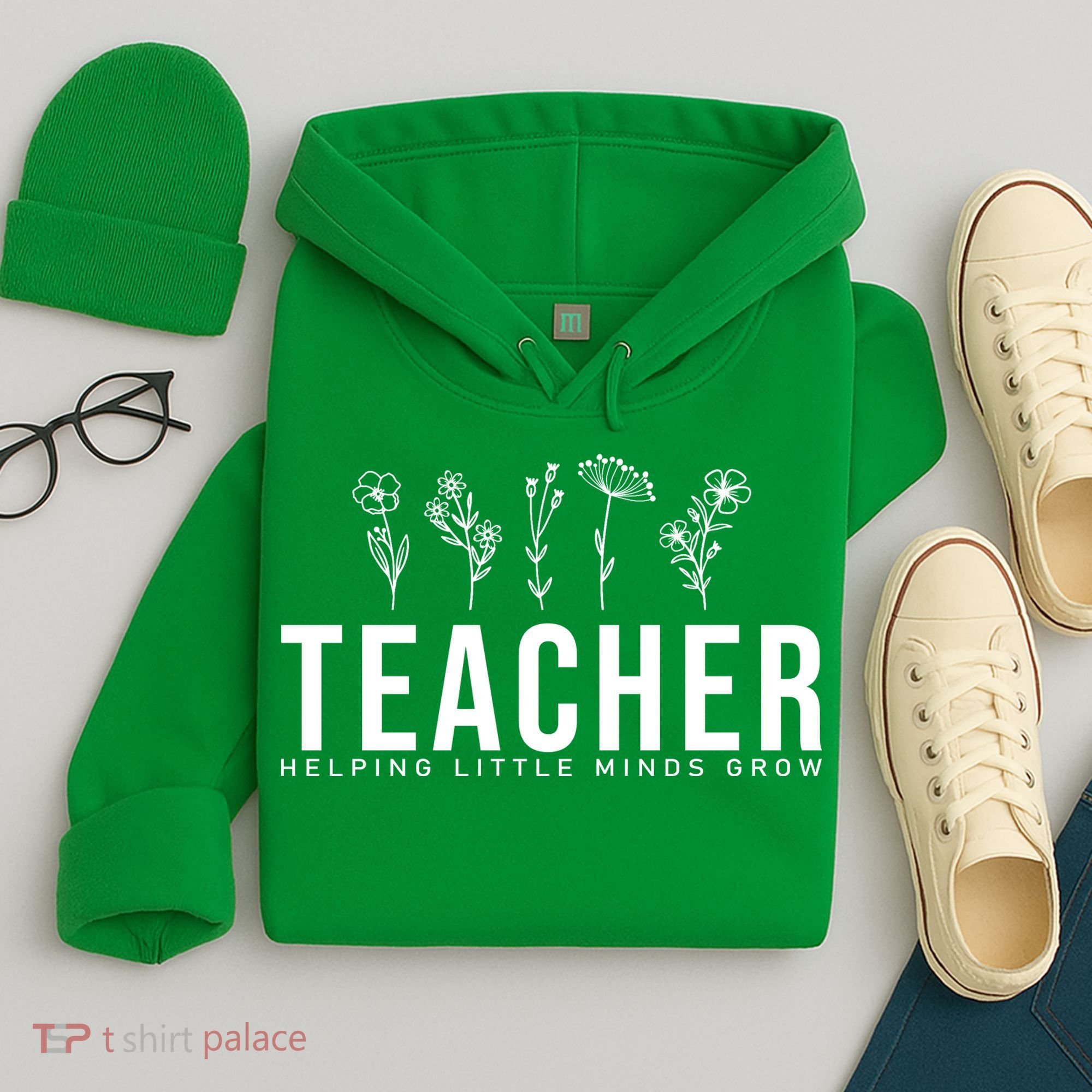 Teacher Helping Little Minds Grow Floral Hoodie