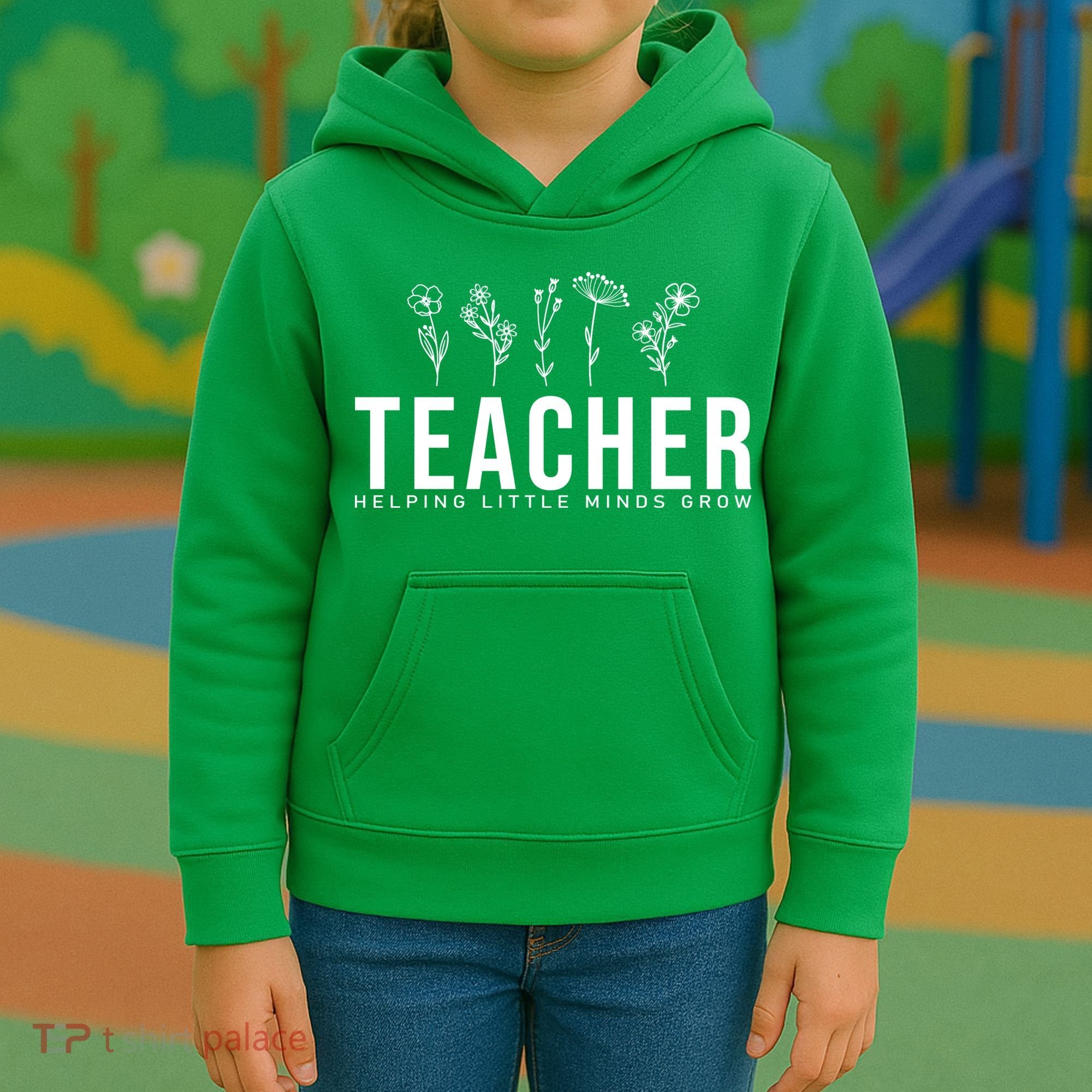 Teacher Helping Little Minds Grow Floral Kids Hoodie