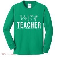 Teacher Helping Little Minds Grow Floral Kids Long Sleeve Shirt thumb 0
