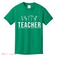 Teacher Helping Little Minds Grow Floral Kids T-Shirt thumb 0