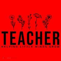 Teacher Helping Little Minds Grow Floral Santa Hat thumb 1