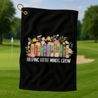 Teacher Helping Little Minds Grow Back To School First Day Golf Towel thumb 1