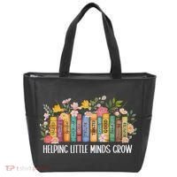 Teacher Helping Little Minds Grow Back To School First Day Tote Bag thumb 0