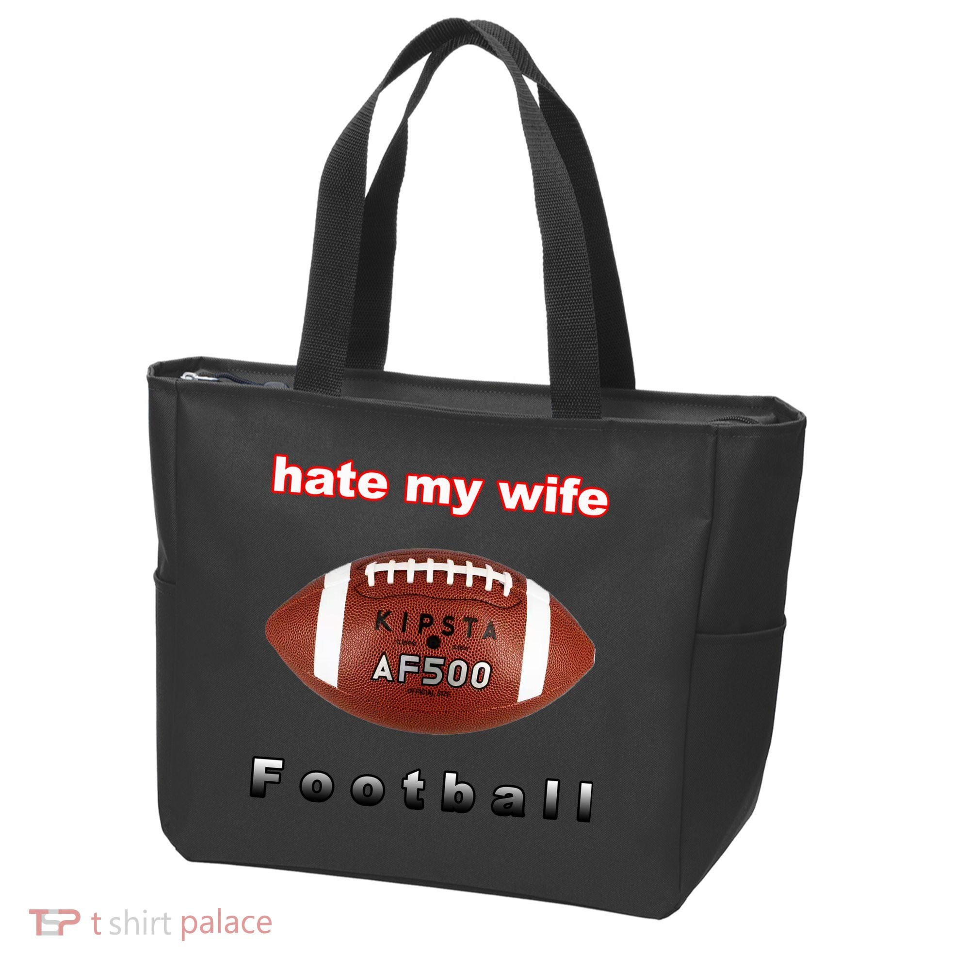 The Hate My Wife Football Tote Bag