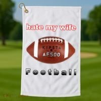 The Hate My Wife Football Golf Towel thumb 1