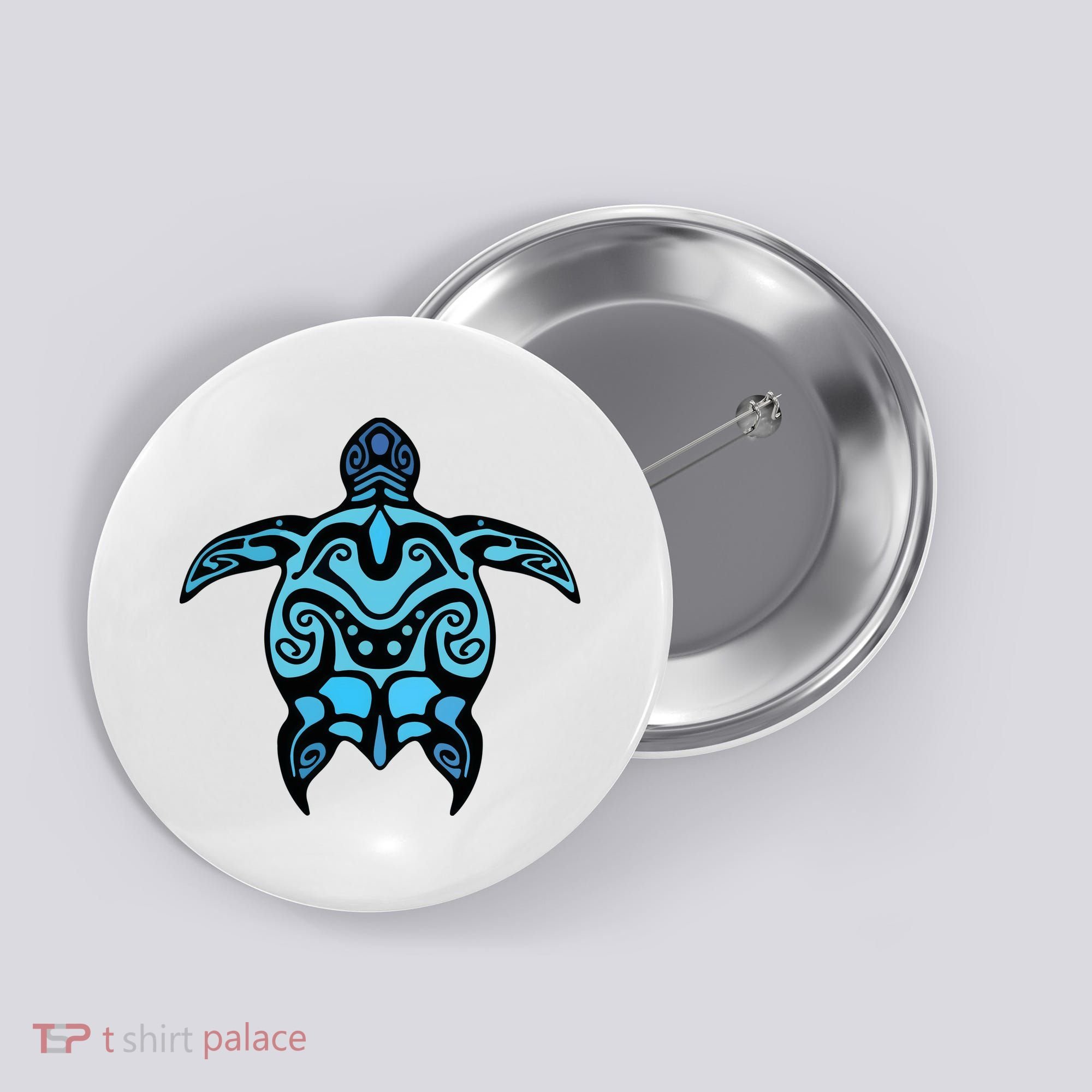 Tribal Hawaiian Maori Sun Sea Turtle 2Sided Button