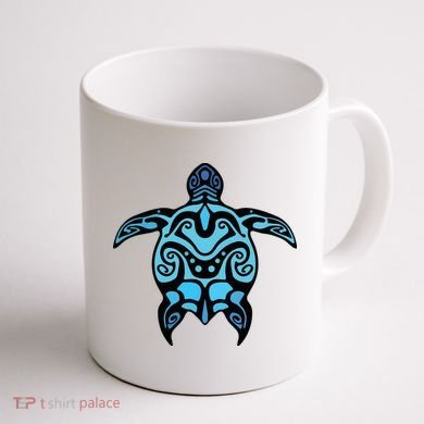 Tribal Hawaiian Maori Sun Sea Turtle 2Sided Coffee Mug back