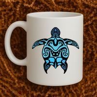 Tribal Hawaiian Maori Sun Sea Turtle 2Sided Coffee Mug thumb 2