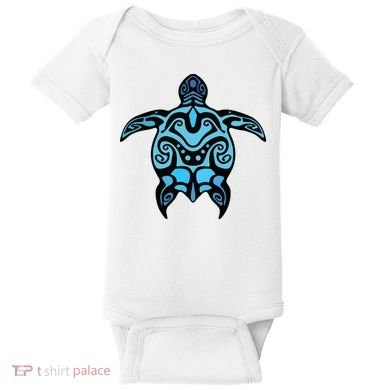 Tribal Hawaiian Maori Sun Sea Turtle 2Sided Baby Bodysuit