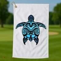 Tribal Hawaiian Maori Sun Sea Turtle 2Sided Golf Towel thumb 1