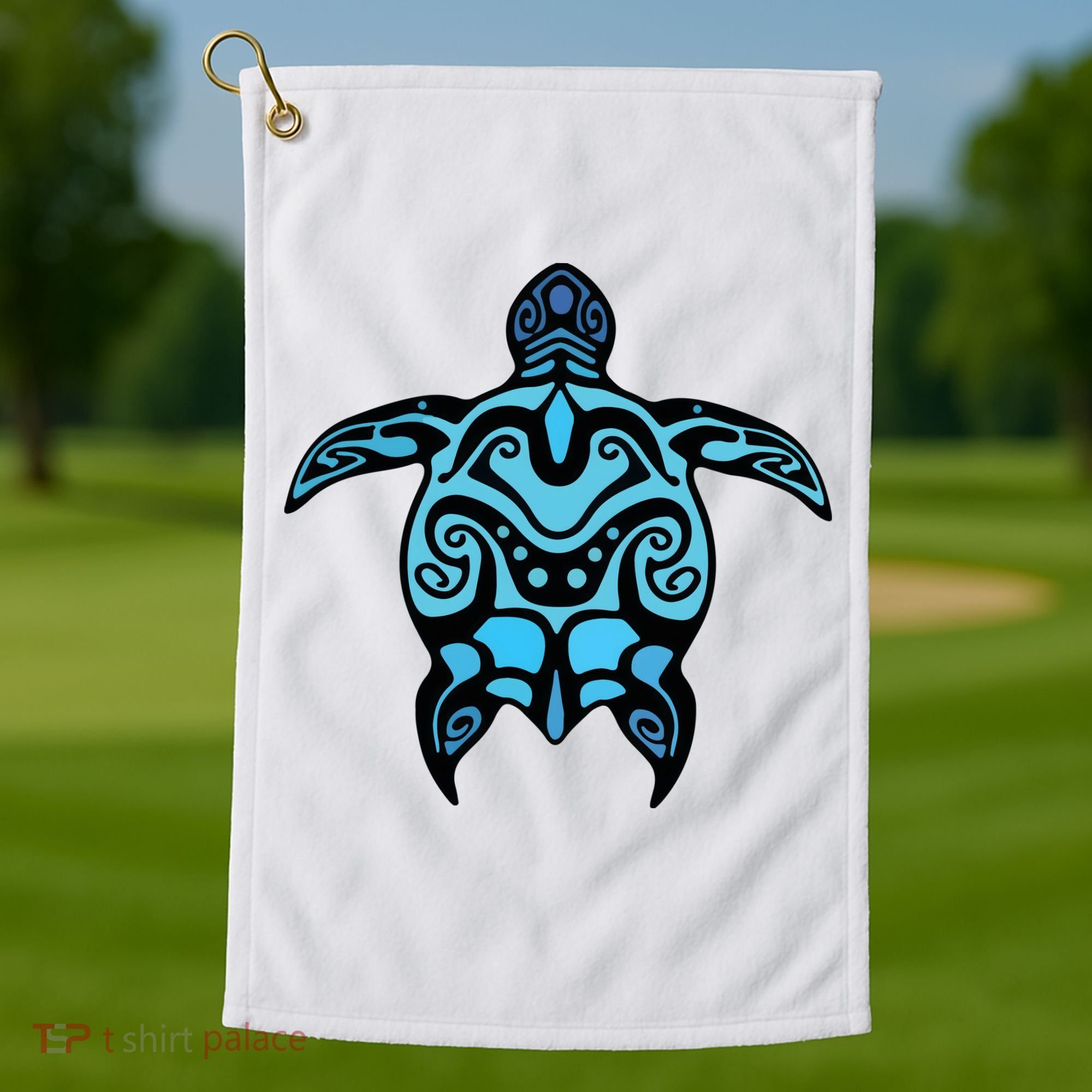 Tribal Hawaiian Maori Sun Sea Turtle 2Sided Golf Towel