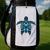 Tribal Hawaiian Maori Sun Sea Turtle 2Sided Golf Towel thumb 2