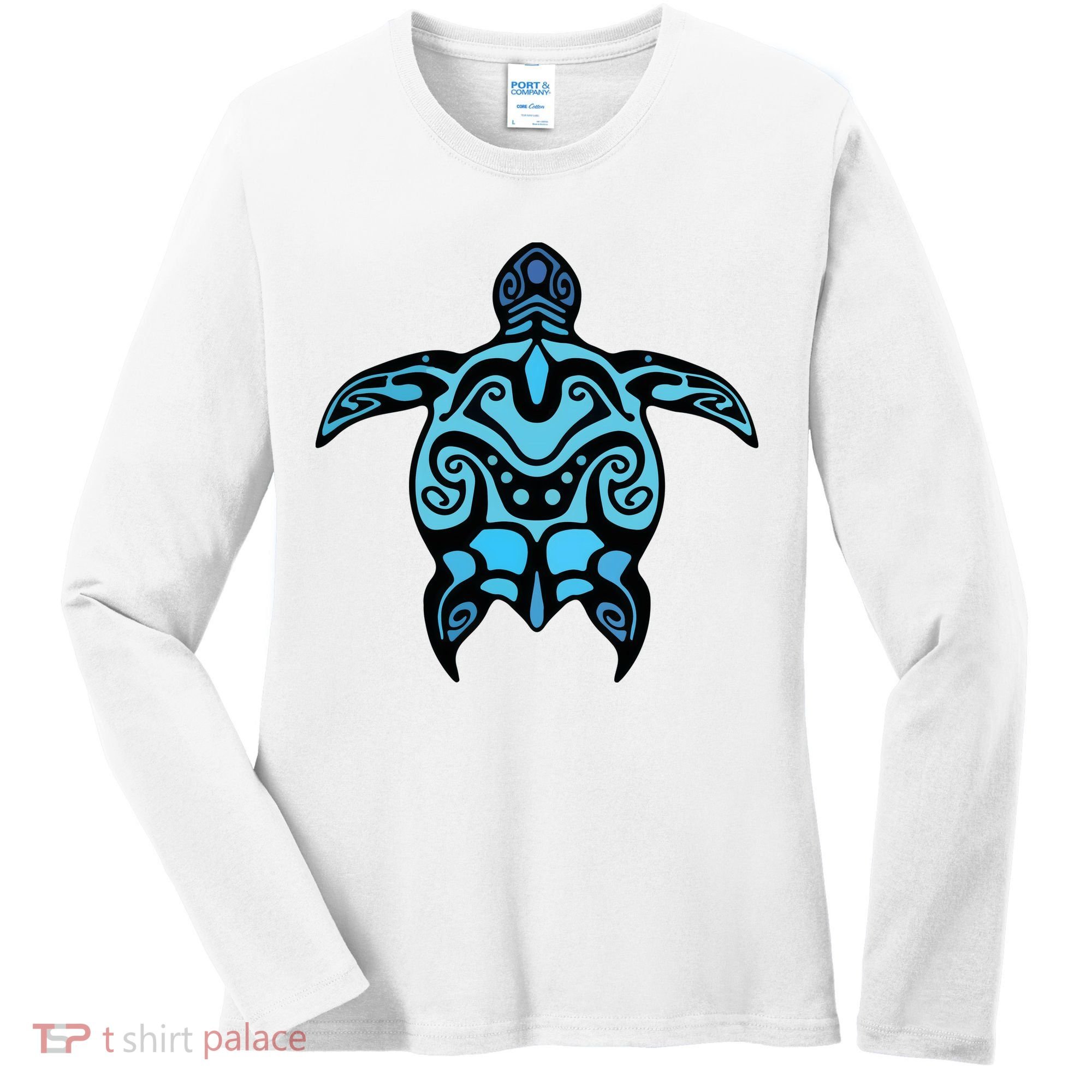 Tribal Hawaiian Maori Sun Sea Turtle 2Sided Women's Long Sleeve Shirt
