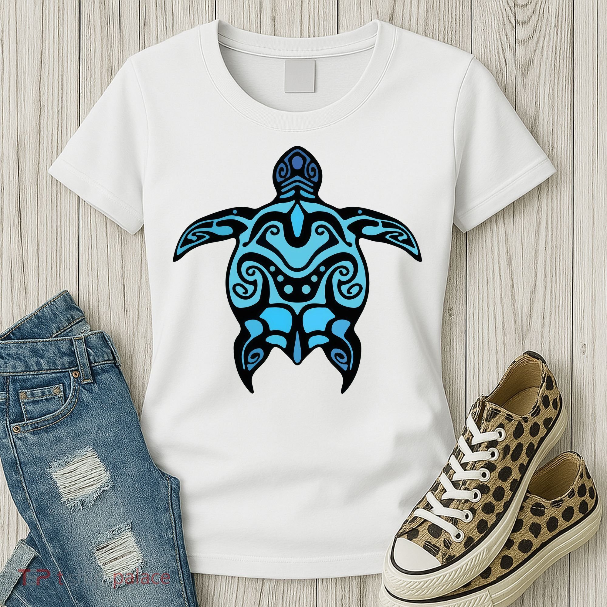 Tribal Hawaiian Maori Sun Sea Turtle 2Sided Women's T-Shirt