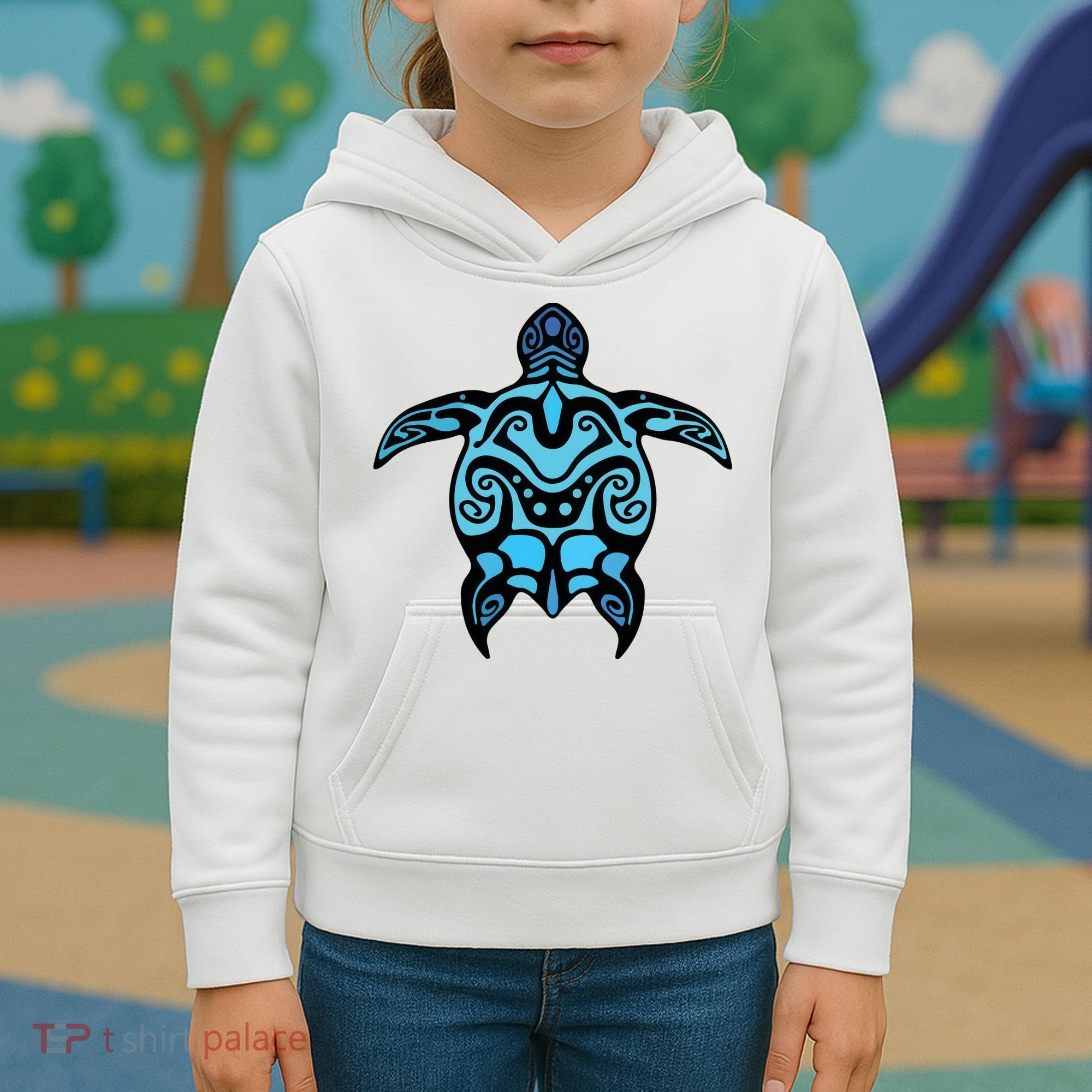 Tribal Hawaiian Maori Sun Sea Turtle 2Sided Kids Hoodie