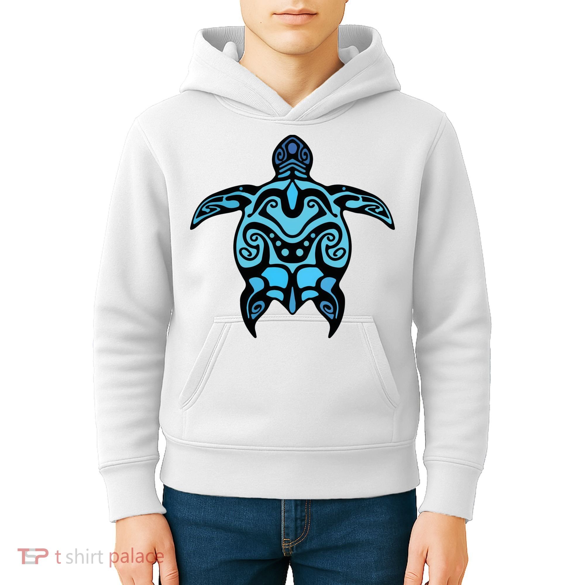 Tribal Hawaiian Maori Sun Sea Turtle 2Sided Kids Hoodie