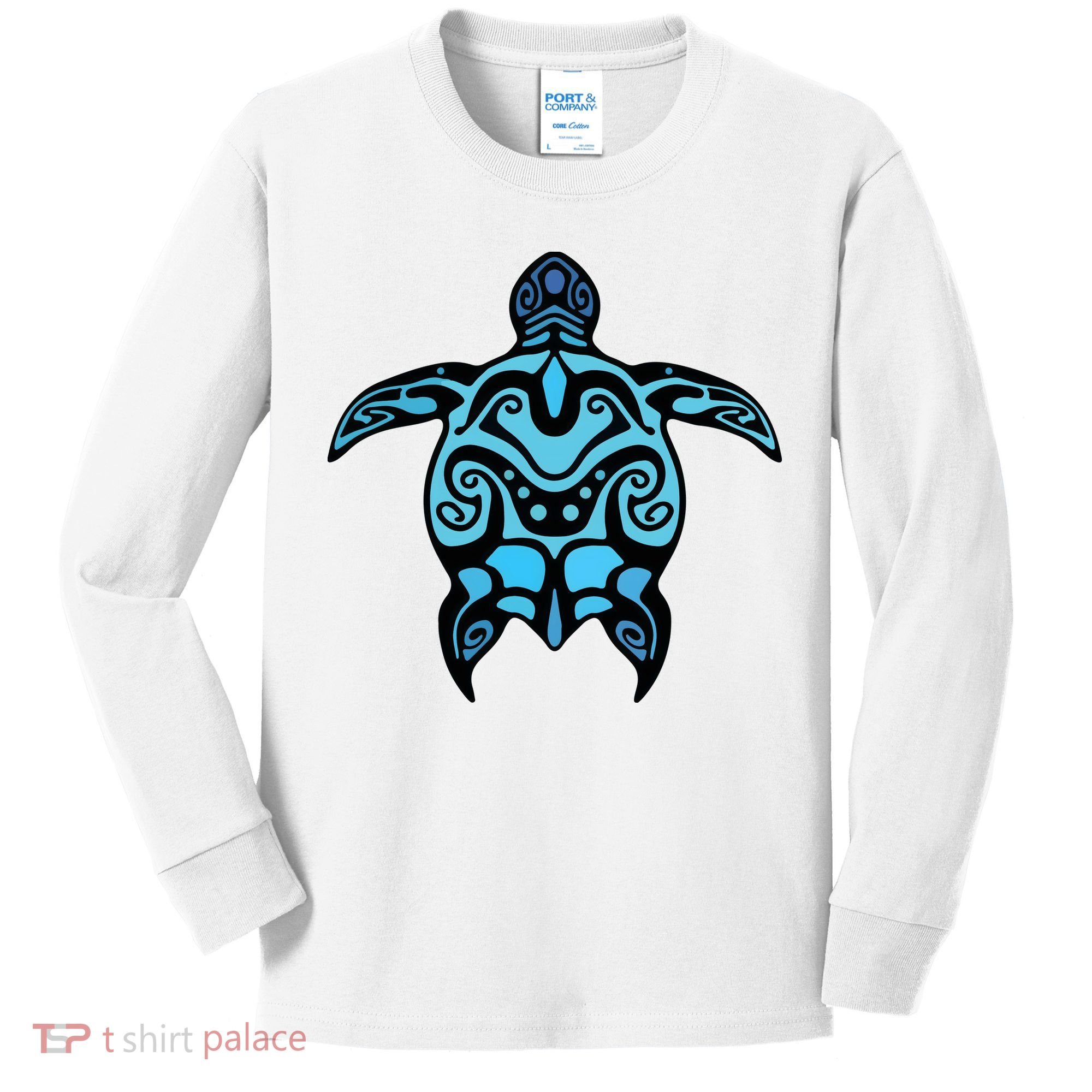 Tribal Hawaiian Maori Sun Sea Turtle 2Sided Kids Long Sleeve Shirt