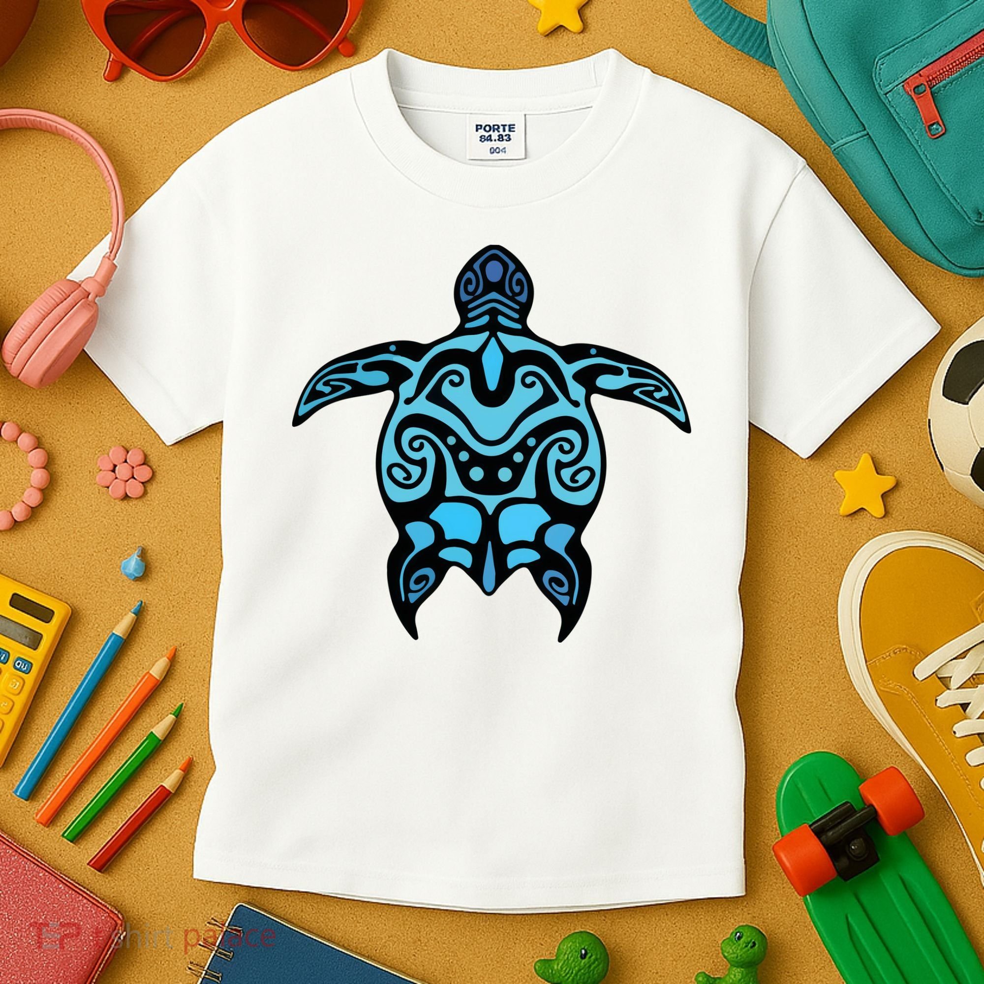 Tribal Hawaiian Maori Sun Sea Turtle 2Sided Kids T-Shirt