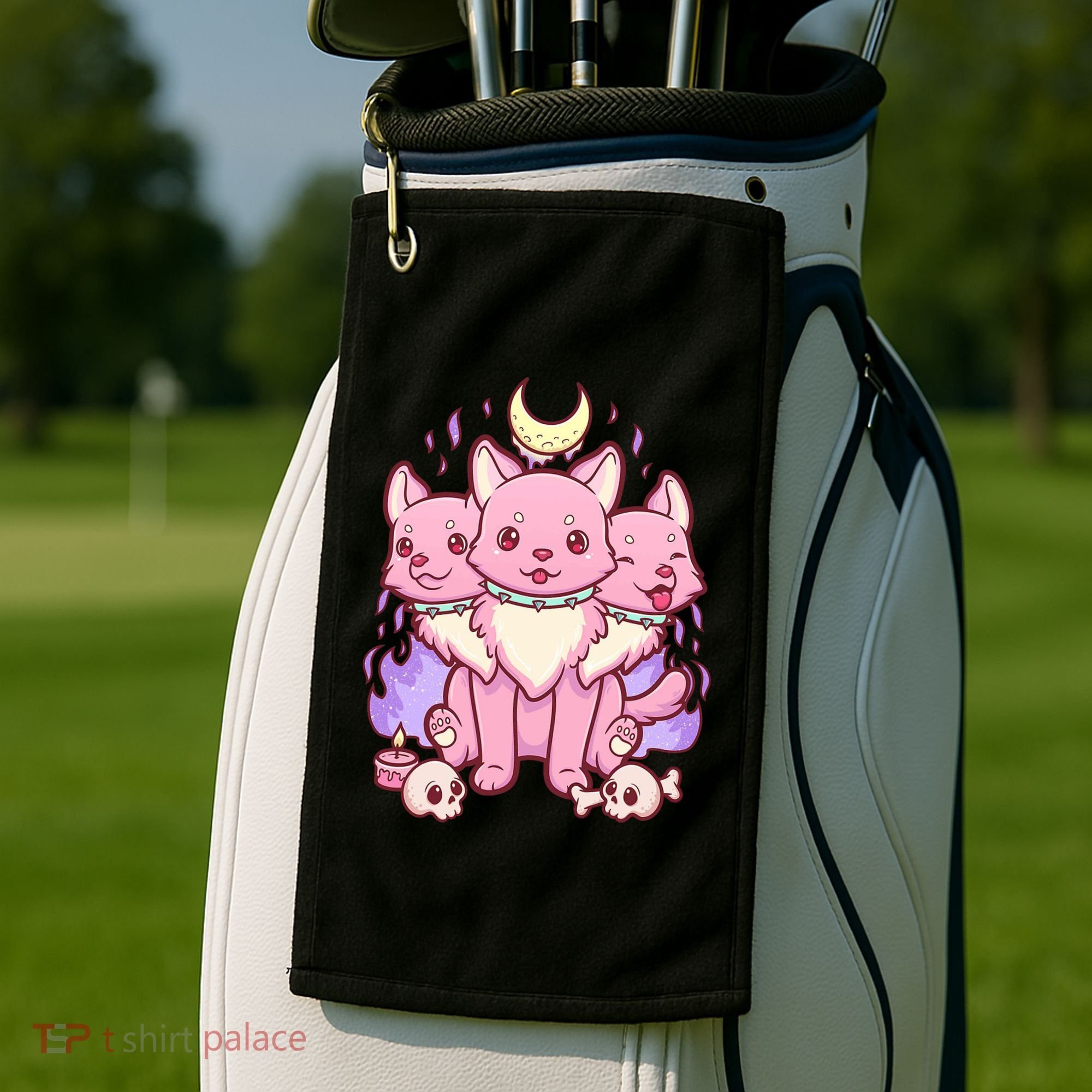 Three Headed Moon Dogs Golf Towel