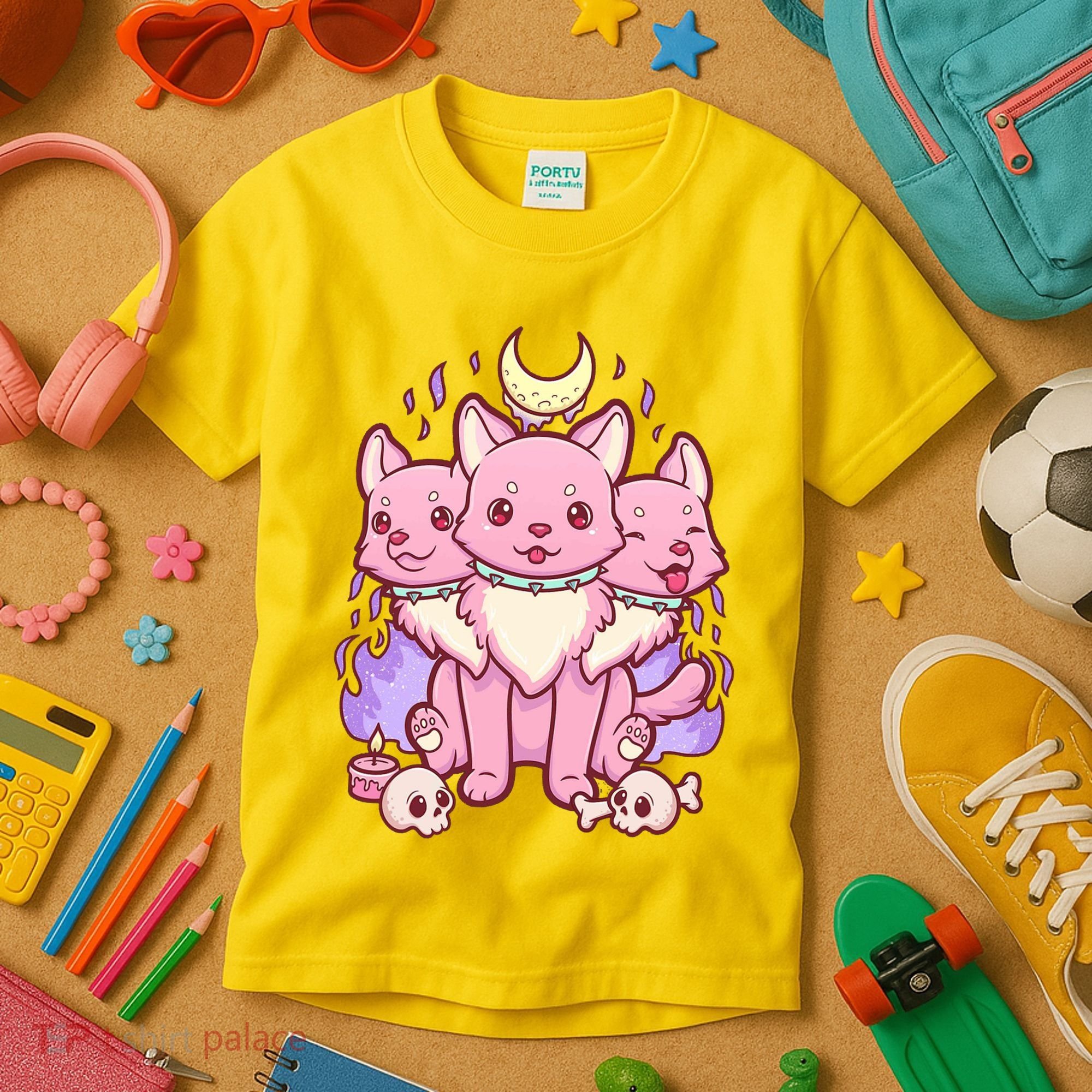 Three Headed Moon Dogs Kids T-Shirt