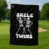Twins Halloween Matching Skeletwins Golf Towel thumb 1
