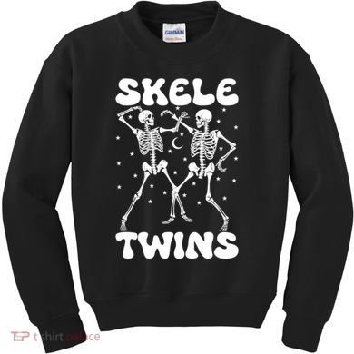Twins Halloween Matching Skeletwins Kids Sweatshirt