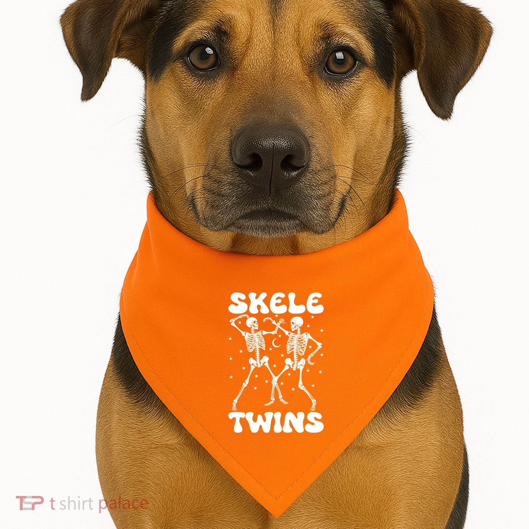 Twins Halloween Matching Skeletwins USA-Made Doggie Bandana