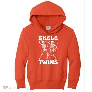 Twins Halloween Matching Skeletwins Kids Hoodie
