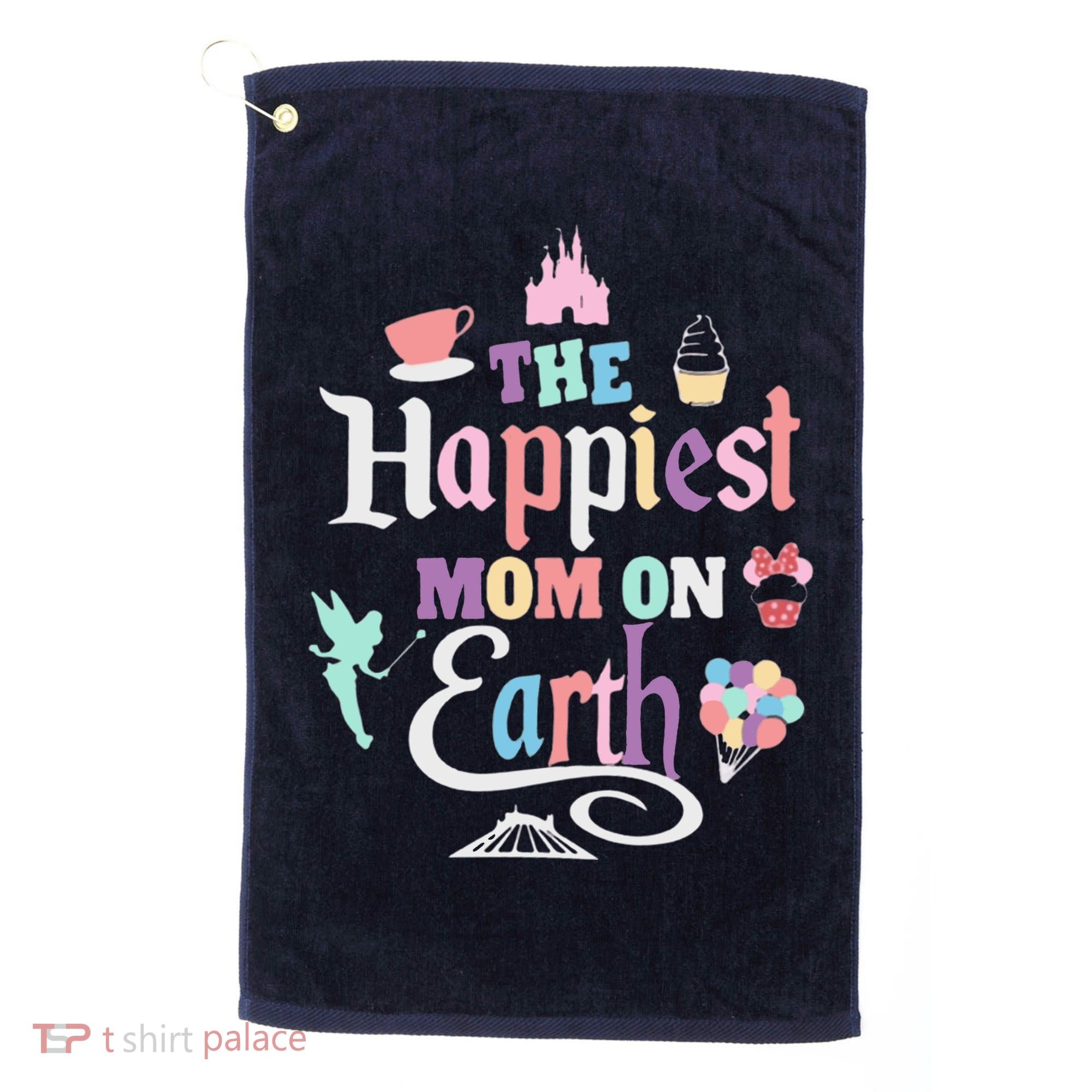 The Happiest Mom On Earth World Family Trip Vacation Golf Towel