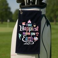The Happiest Mom On Earth World Family Trip Vacation Golf Towel thumb 2