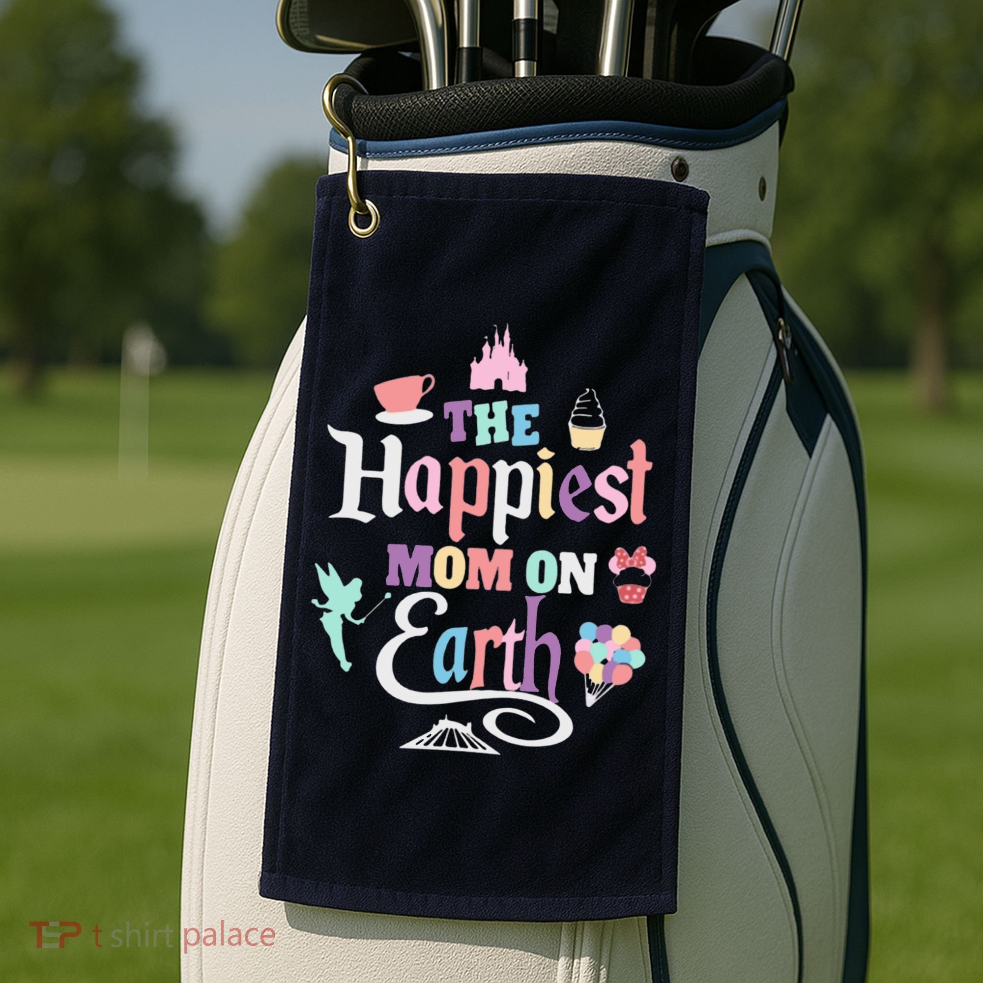 The Happiest Mom On Earth World Family Trip Vacation Golf Towel