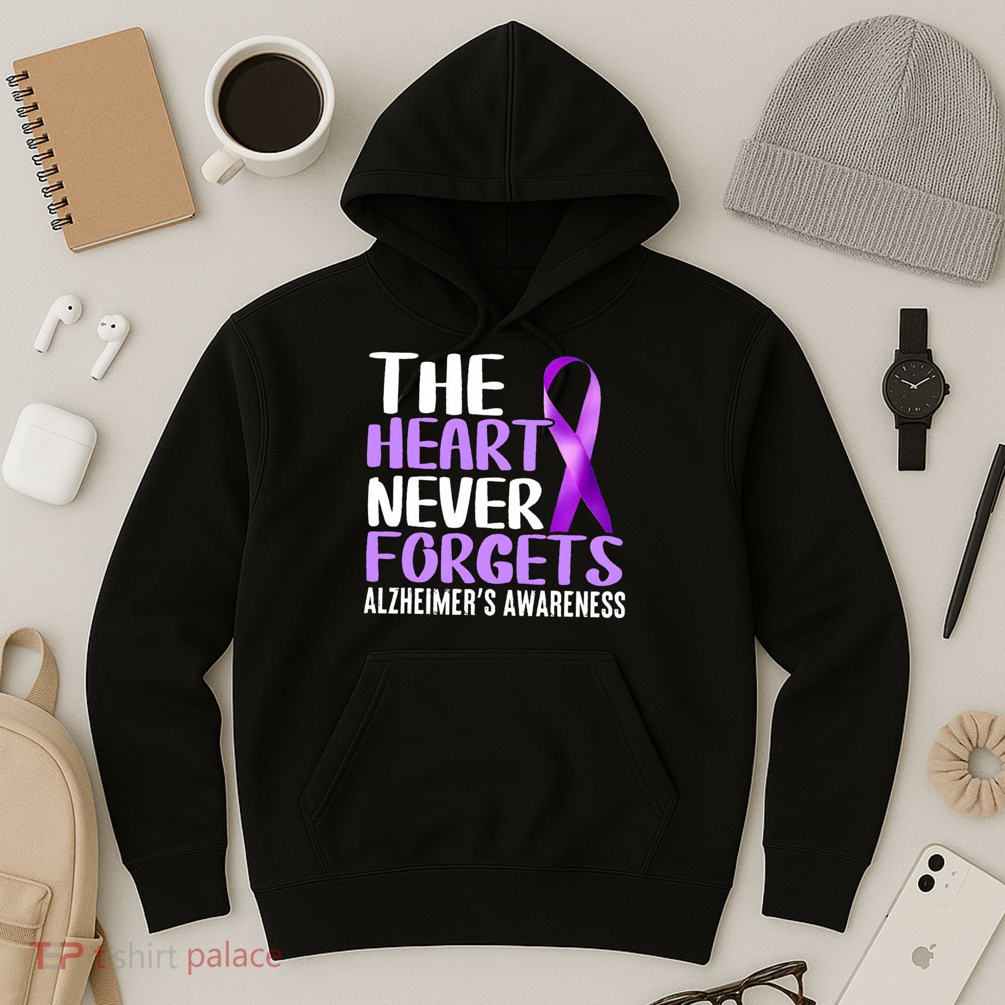 The Heart Never Forgets Alzheimer´s Awareness Hoodie