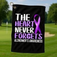 The Heart Never Forgets Alzheimer´s Awareness Golf Towel thumb 1