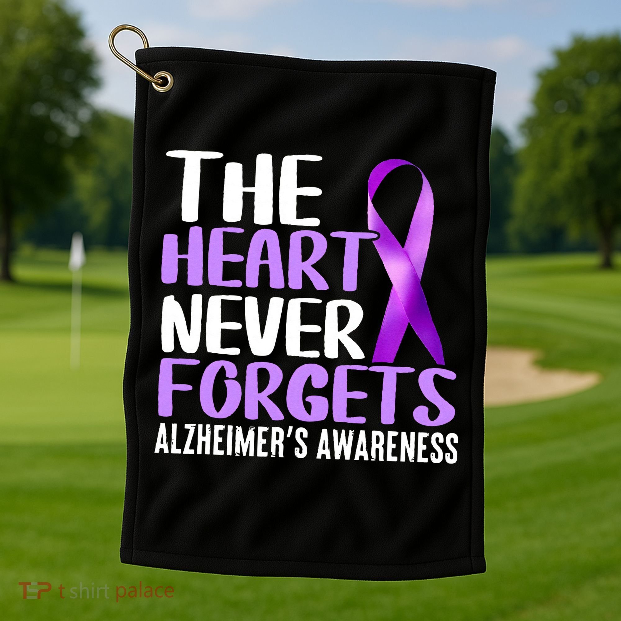 The Heart Never Forgets Alzheimer´s Awareness Golf Towel