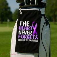 The Heart Never Forgets Alzheimer´s Awareness Golf Towel thumb 2